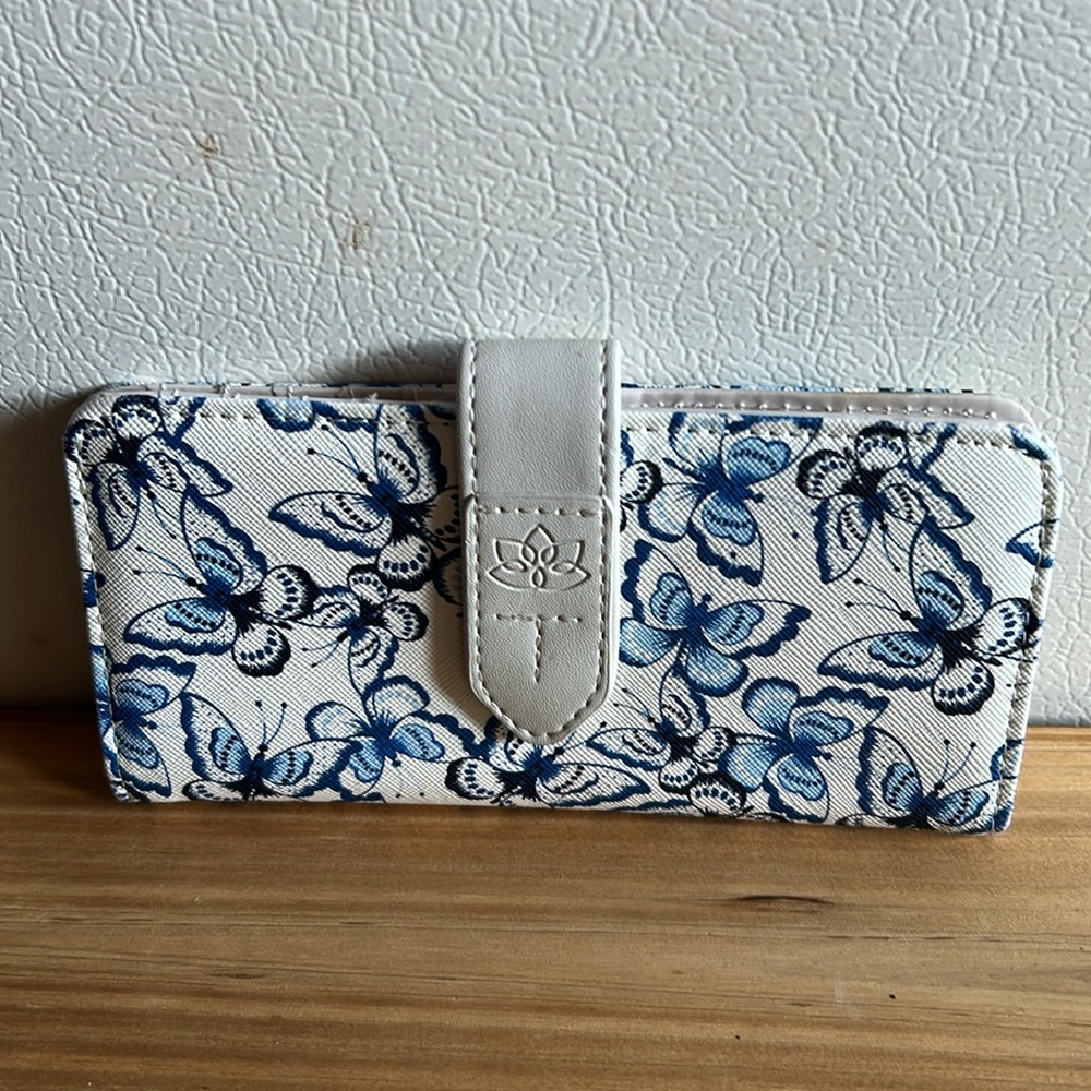 Blue Butterfly Vegan Leather Wallet